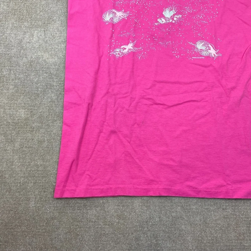 Woman's Sleep Shirt One Size Pink Seashell Starfish Beach Single Stitch USA Made